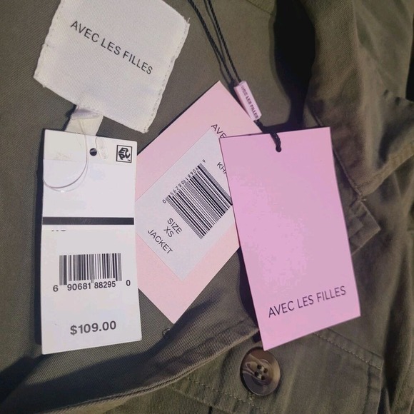 Avec Les Filles Green Utility Jacket Womens Sz XS New MSRP $109- Safari Military - Picture 5 of 12